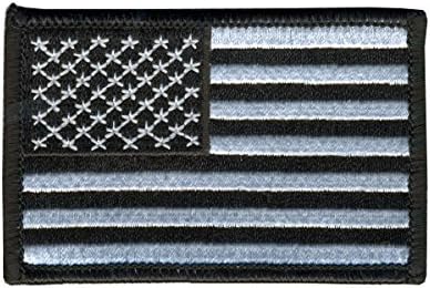 Siyah Beyaz Amerikan Bayrağı, Suni İpek Yama-3 inç x 2 inç