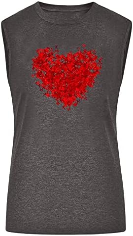 Kolsuz %2023 Pamuk Crewneck Kalp Grafik Brunch Bluz Yelek Gömlek Genç Kızlar için Yaz Sonbahar Cami Tankı Gömlek