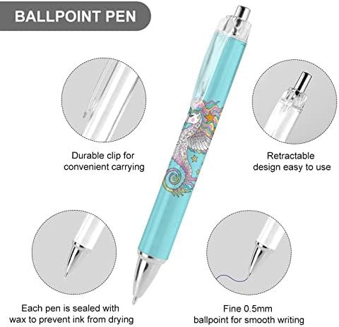 Denizatı Unicorn Fantezi Geri Çekilebilir Tükenmez Kalem 0.5 mm Kalın Nokta Mavi Mürekkep Kalemler Premium Kalite