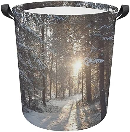 FoDuoDuo çamaşır sepeti Güneş Çapraz Kar Orman çamaşır sepeti Kolları İle Katlanabilir Sepet Kirli giysi saklama Çantası