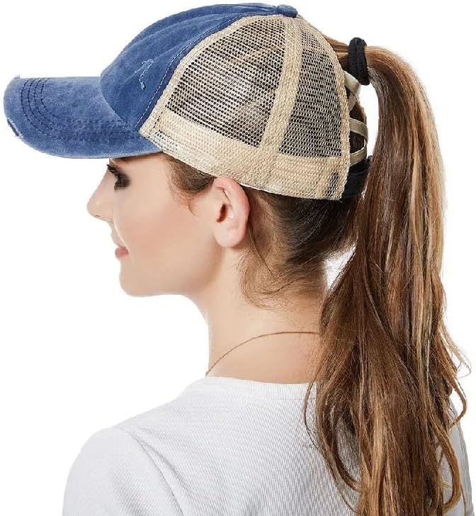 ZSEDP Kadın At Kuyruğu beyzbol şapkası Ayarlanabilir At Kuyruğu Casquette Yaz Sunhat Örgü şoför şapkası