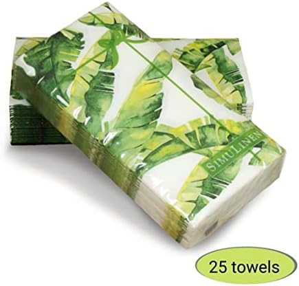 Banyolar için SimuLinen Tek Kullanımlık Misafir El Havluları-Tropikal Muz Tasarımı-Keten-Tek Kullanımlık Kağıt Havlular,