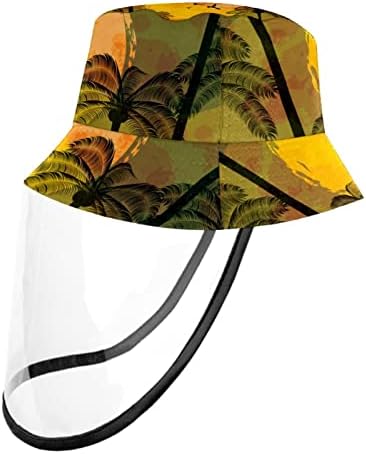 Yüz Kalkanı ile yetişkin Koruyucu Şapka, Balıkçı Şapka Anti güneşlikli kep, Gün Batımı Martı Palmiye Ağacı