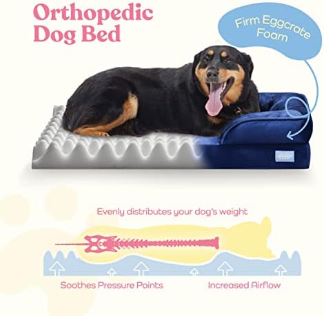 Ortopedik Kanepe Köpek Yatağı-Dev Köpekler için Ultra Rahat Köpek Yatağı-Nefes Alabilen ve Su Geçirmez Evcil Hayvan