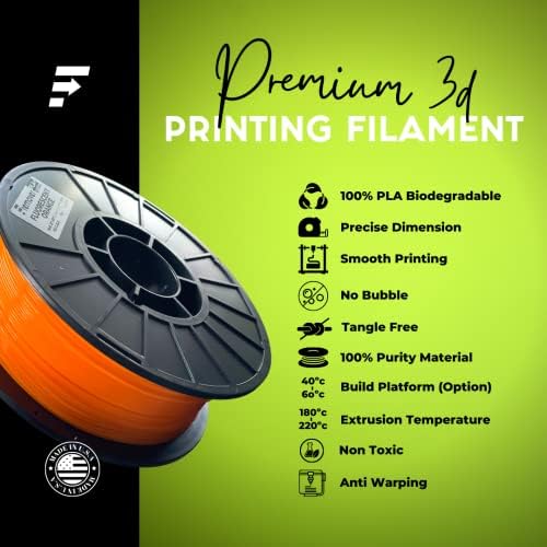 Filament 1.75 mm PLA 3D Yazıcı Filament, 1 KG Makara, Boyutsal Doğruluk + / -0.03 mm, 3D Baskı Filament (Floresan