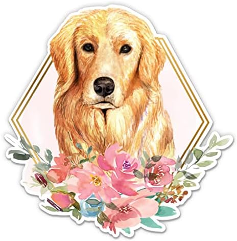 Golden Retriever Köpek Etiketi-3 laptop etiketi - Araba, Telefon, Su Şişesi için Su Geçirmez Vinil - Golden Retriever