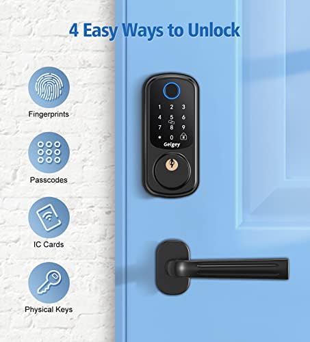 Gelgey Anahtarsız Giriş Kapı Kilidi Tuş Takımı ile, Dokunmatik Ekranlı Ön Kapı için akıllı Kilit, Sesli Menü, Otomatik