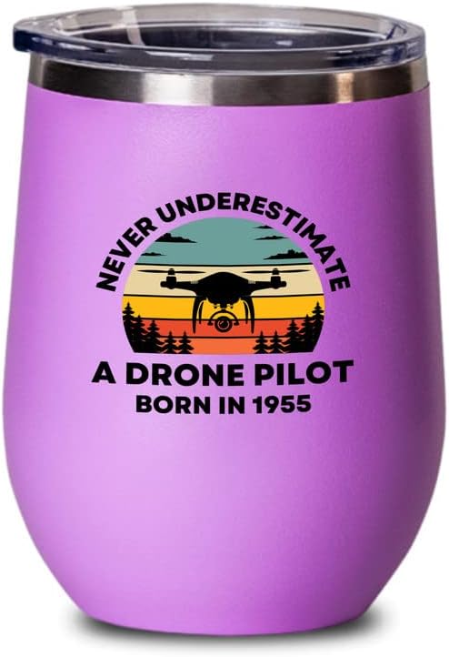 Drone Pilotu Beyaz Şarap Kadehi 12oz-1954 doğumlu drone pilotu-Drone Pilotları Havacılık rc dört pervaneli helikopter