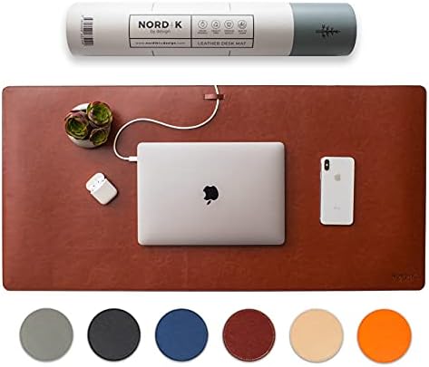 Nordik Deri masa üstü düzenleyici Mat Kablo Düzenleyici (Eyer Kahverengi 35 X 17 inç) Ev Ofis Aksesuarları için Premium