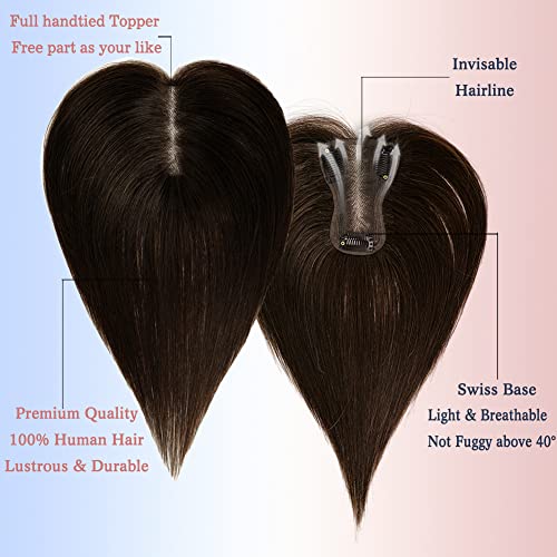 VASİLİA insan saçı Toppers Kadınlar için gerçek insan saçı 10 inç el yapımı isviçre taban klipsi Üst saç orta kısmı