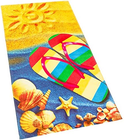 Softerry Sandalet Flip Flop Sunny Beach 30 x 60 inç Plaj Havlusu %100 Pamuk