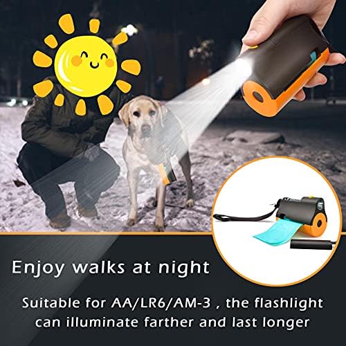 Tasma için Dahili LED El Feneri ve Kullanılmış Çantaları Asmak için Metal Klipsli 3'ü 1 arada Köpek Kakası Torbası