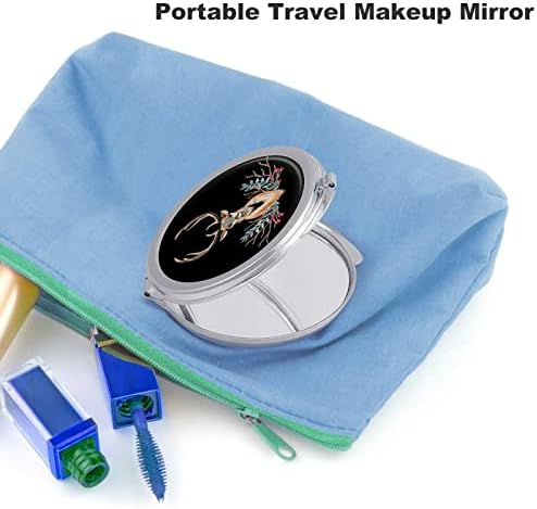 Suluboya Ren Geyiği Kompakt cep aynası Taşınabilir Seyahat Kozmetik Ayna Katlanır Çift Taraflı 1x / 2x Büyüteç