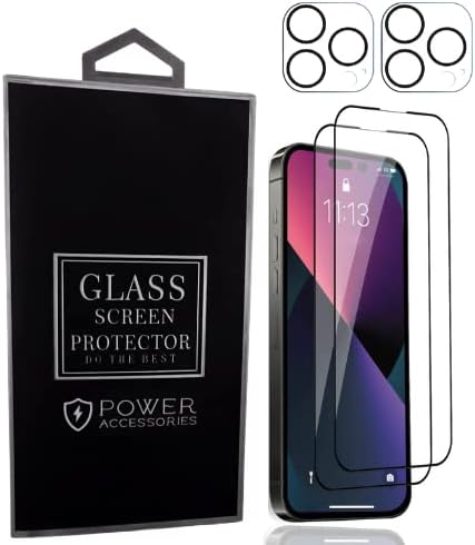 Güç Aksesuarları 2 paket Elektrikli Cam ekran koruyucu ve 2 paket Lens koruyucu iphone 14 pro max. Çizilmeye Dayanıklı,
