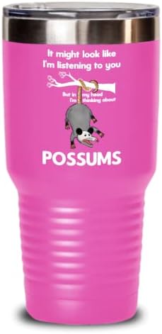 Opossumları düşünmek komik 20 oz 30 oz kapaklı termos kupa, Opossum temalı sevimli fincan ürünleri, 20 30 ons gag