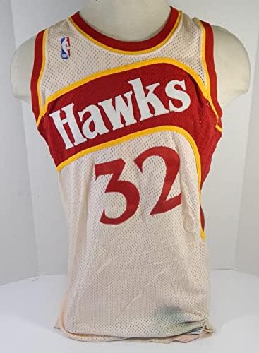 1987-88 Atlanta Hawks Jon Koncak 32. Maç Yayınlandı Beyaz Forma 46 DP30043-NBA Maçı Kullanıldı