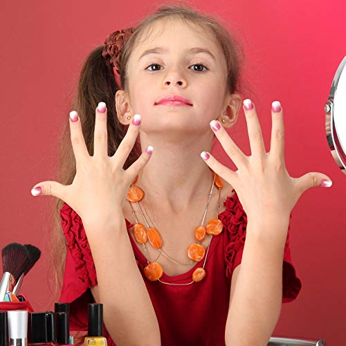 144 Adet Çocuk Çivi Basın Yapay Pul Çivi Glitter Degrade Renk Kısa Yanlış Tırnak Kitleri Çocuklar için Küçük Kızlar
