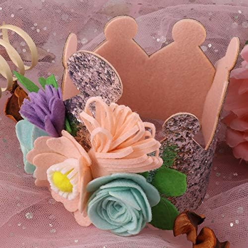 ıEFiEL Bebek Kız Çiçekler Tiara Prenses Taç Işıltılı Doğum Günü Şapkalar