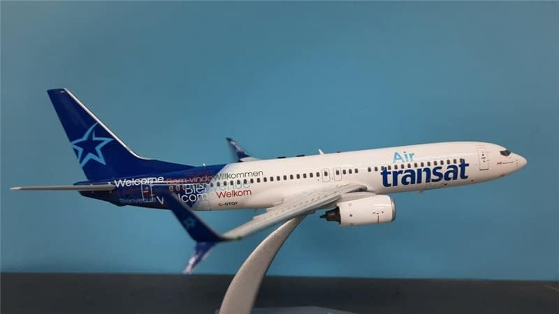 JFOX Boeing 737-8Q8 HAVA TRANSAT C-GTQF Standı ile 1/200 DİECAST Uçak Önceden İnşa Edilmiş Model