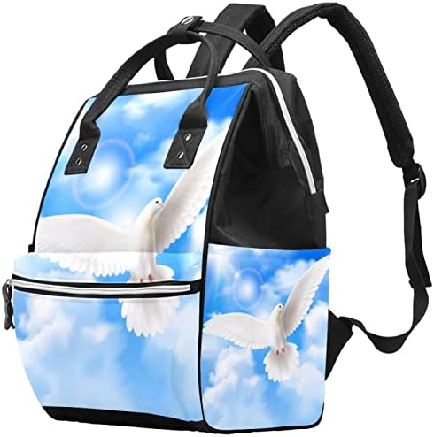 Pentcost Beyaz Güvercin Güvercin Mavi Gökyüzü Bulutlar bebek bezi çantası Sırt Çantası Bebek Bezi Değiştirme Çantaları