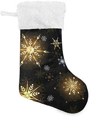 ALAZA Noel Çorap Altın Kar Taneleri Klasik Kişiselleştirilmiş Büyük Çorap Süslemeleri Aile Tatil Sezonu için Parti