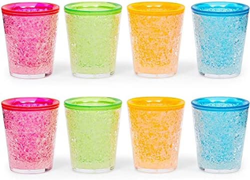 Sparkle ve Bash Plastik Shot Bardakları, Renkli Dondurucu Jel Shot Bardağı Seti (2 İnç, 8 Paket)
