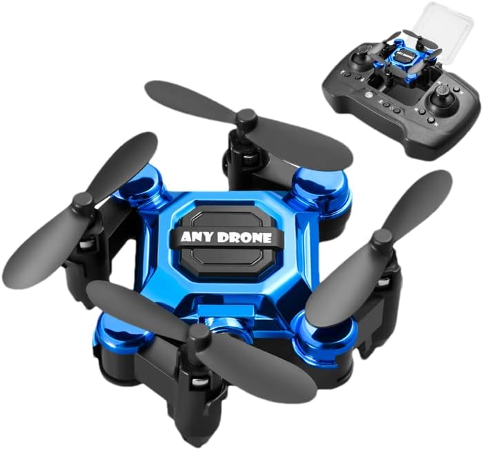 Drone Hava Fotoğrafçılığı HD Mini Katlanır İstiflenmiş Hava Aracı Küçük 4K Çocuklar (4k, Mavi)