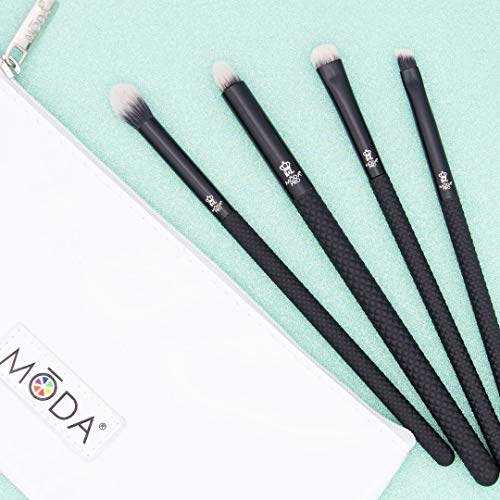 MODA Pro Bold Eye Kese ile 5 adet makyaj fırçası Seti, İçerir, Kırışık, Dumanlı Göz, Leke ve Çizgi Fırçaları, Siyah