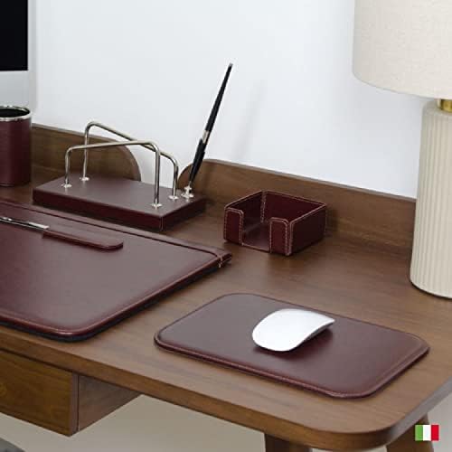 Ev veya Ofis Masaüstü için Maruse İtalyan Deri Mouse Pad, italya'da El Yapımı, Siyah