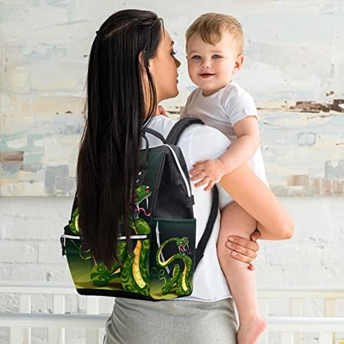 Yeşil Çin Yılan bebek bezi çantası Sırt Çantası Bebek Bezi Değiştirme Çantaları Çok Fonksiyonlu Büyük Kapasiteli Seyahat