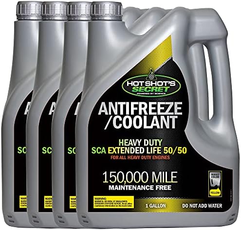 Hot Shot's Secret 150.000 Mil 50/50 Önceden Seyreltilmiş Sarı Antifriz / Soğutma Sıvısı 4 Paket 1 Galon