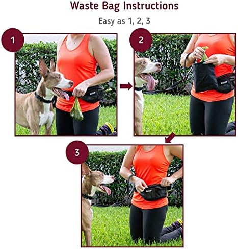 Leashboss Paketleme Çantası köpek bakımı Eğitim Bel Çantası (Siyah) 120 Torba, 8 Rulo Kokusuz Sızdırmaz Gri kaka poşetleri