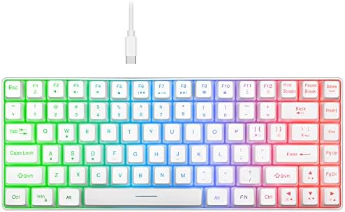 7 TUŞLARI 80% TKL Kompakt oyun klavyesi, Kablolu Klavye Şarj Edilebilir Sessiz RGB arka ışık, Taşınabilir Tip-C USB