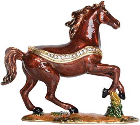MİXDOM Arap Atı Biblo Kutusu Mücevher Kutusu El Boyalı Dekoratif Kutu Menteşeli Kapaklı Yüzük Küpe Tutucu AnimalFigurine
