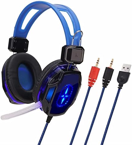 Rahat oyun Kablolu Kulaklık. Mikrofonlu Kulak Üstü Kulaklıklar Gürültü Önleme ve Ses Kontrolleri Hs33 (Mavi, Tek Beden)