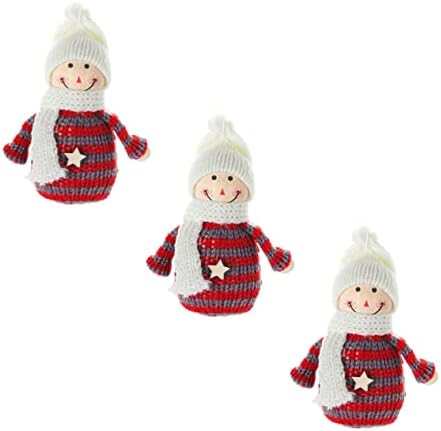 Toyvıan 3 adet Bebek Kolye Ağacı Bebek Noel Ağacı Kolye Asılı Peluş Elf Bebek asılı dekorlar Ahşap Kolye Noel Kolye