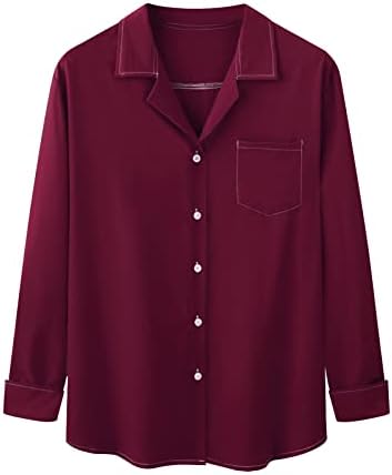 Casual Düğme Aşağı Gömlek Erkekler için Düz Renk Rahat Fit Bowling Gömlek Uzun Kollu Yaka Yaka Bluz Tops
