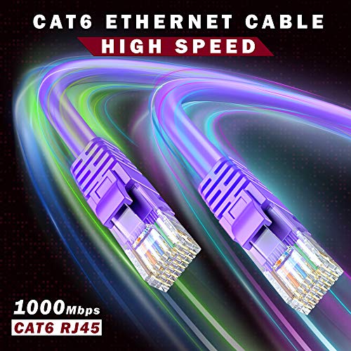 Maximm Cat 6 Ethernet Kablosu 100 Ft, %100 Saf Bakır, Cat6 Kablo LAN Kablosu, İnternet Kablosu ve Ağ Kablosu-UTP (Mor)