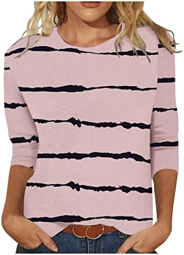 Pembe Bayan Sonbahar Yaz 3/4 Kollu Gömlek Giyim Moda Ekip Boyun Pamuk Grafik Gevşek Fit Salonu Bluz T Shirt Kızlar