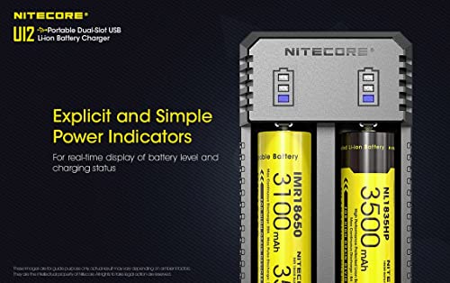 Nitecore Akıllı USB Lityum-iyon Pil Şarj Cihazı, UI2, Çift Yuvalı, 18650, 18350, CHG-NİTE-UI2