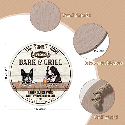 Komik Köpek Ahşap işareti Plak kabuğu ve ızgara yuvarlak Sevimli Yavru Köpek İşareti Alaycı Evcil Köpek Söyleyerek