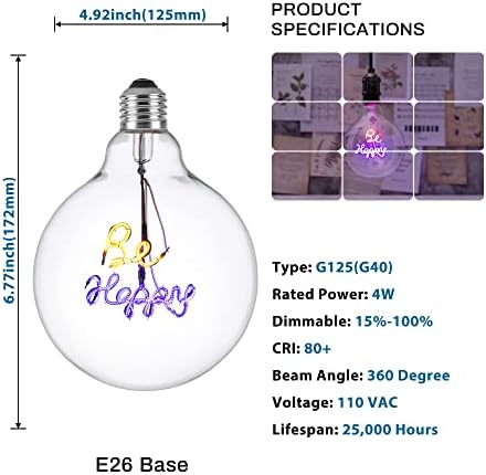 YENİ ışıklar dekoratif ampul E26 LED Filament ampul, G125 Vintage küre Edison ampul mektup 4 Watt