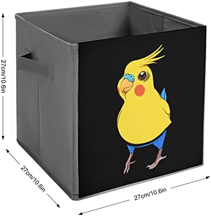 Sevimli Cockatiel Katlanabilir eşya kutuları Temelleri Katlanır Kumaş Depolama Küpleri Organizatör kulplu kutular