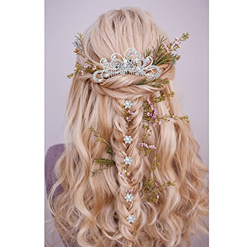 24 Adet Düğün Saç Tarak Sahte İnci Kristal Gelin saç aksesuarları Saç Yan Tarak Klipleri U şeklinde Çiçek Taklidi