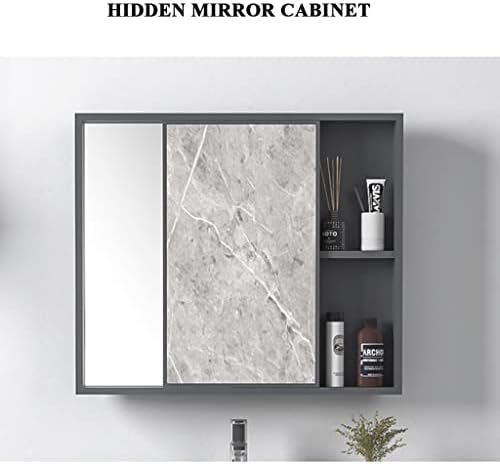Alüminyum banyo aynası Dolabı, Sol ve Sağ Sürgülü Kapı Duvar Depolama dolabı, HD Su Geçirmez Gümüş Ayna, Delik Delme